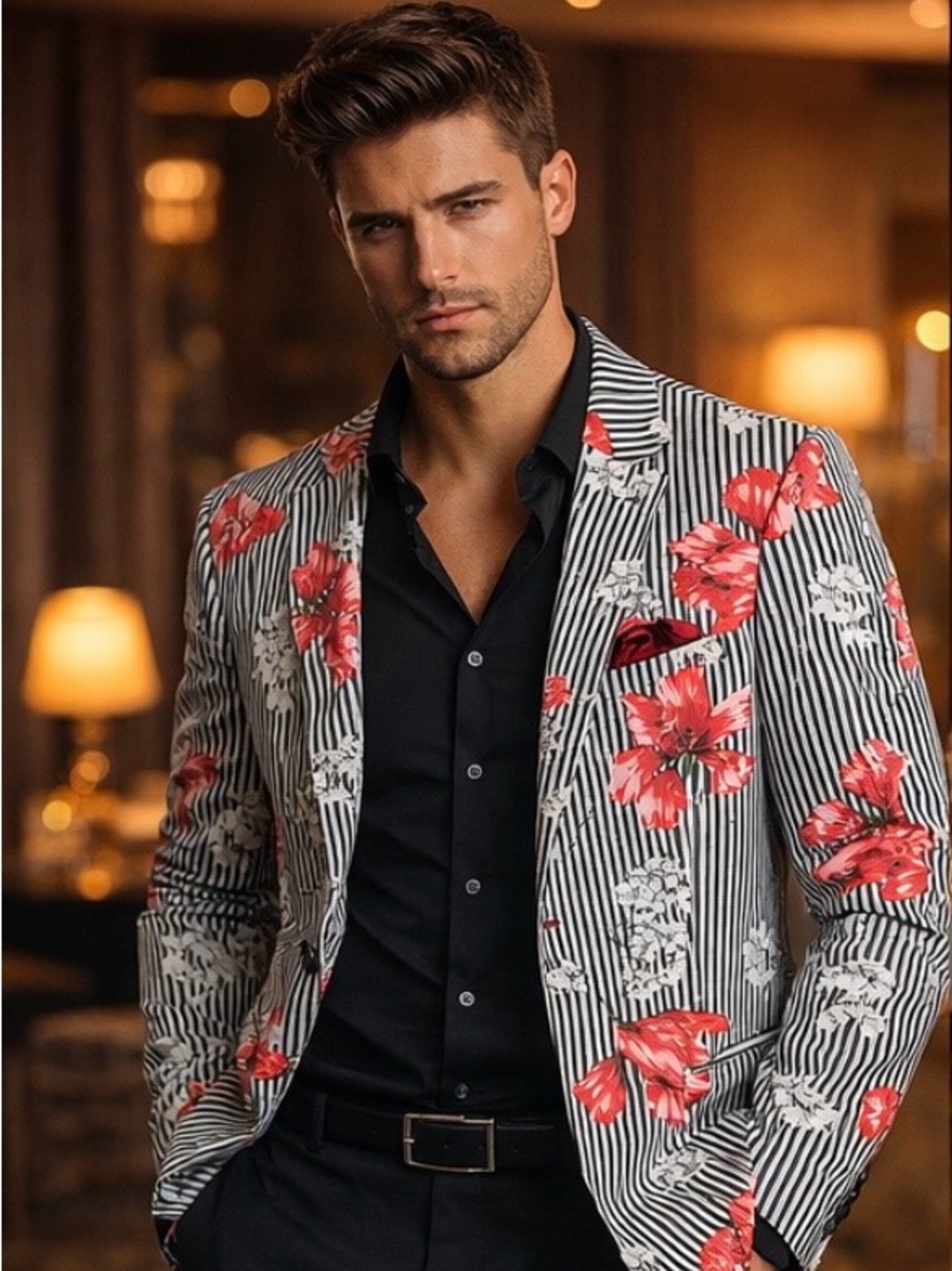Tallia Mens Striped Blazer